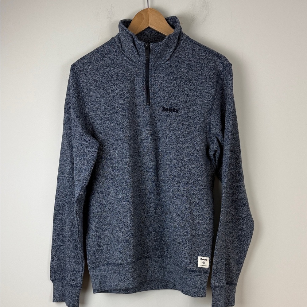 Roots Heathered Blue Zip Up Sweater Size XS